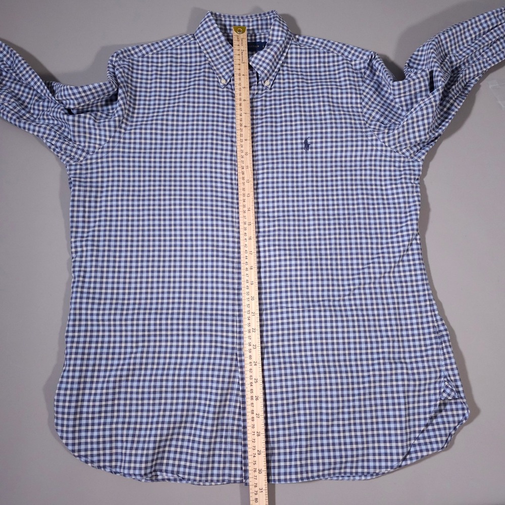 Ralph Lauren Shirt Mens Large L Blue White  Plaid‎ Button Down Pony - Picture 7 of 8